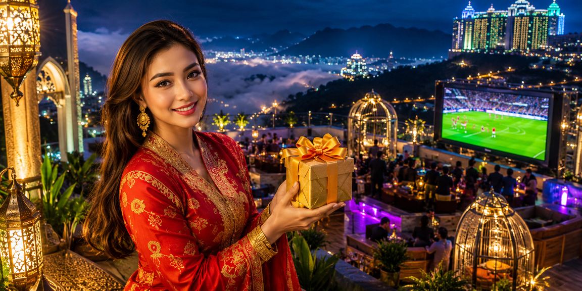 Suasana pertaruhan bola sepak bertemakan Hari Raya di Genting Highlands